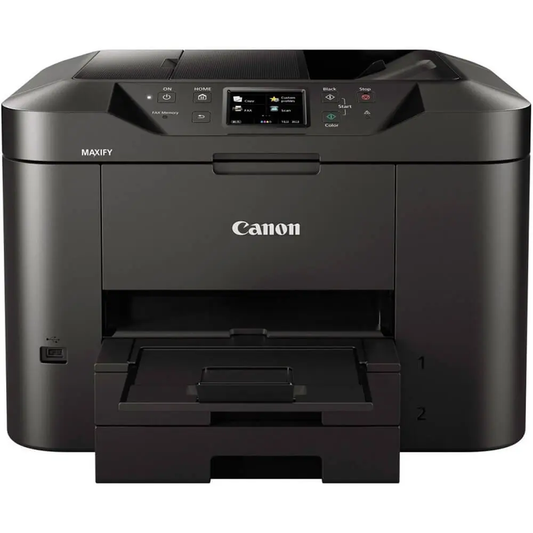 Canon Mb2740  Inkjet Maxify Business Range A4 A4 Mfp Print Copy Fax And Scan.  24 Ipm Mono 15.5 Ipm Colour 600 X 1200 Print Resolution 1200 X 2400 Dpi Scan Resolution  500 Sheet Paper Handling 50 Sheet Adf Automatic Duplex Touch Screen   Usb Wi-fi Etherne