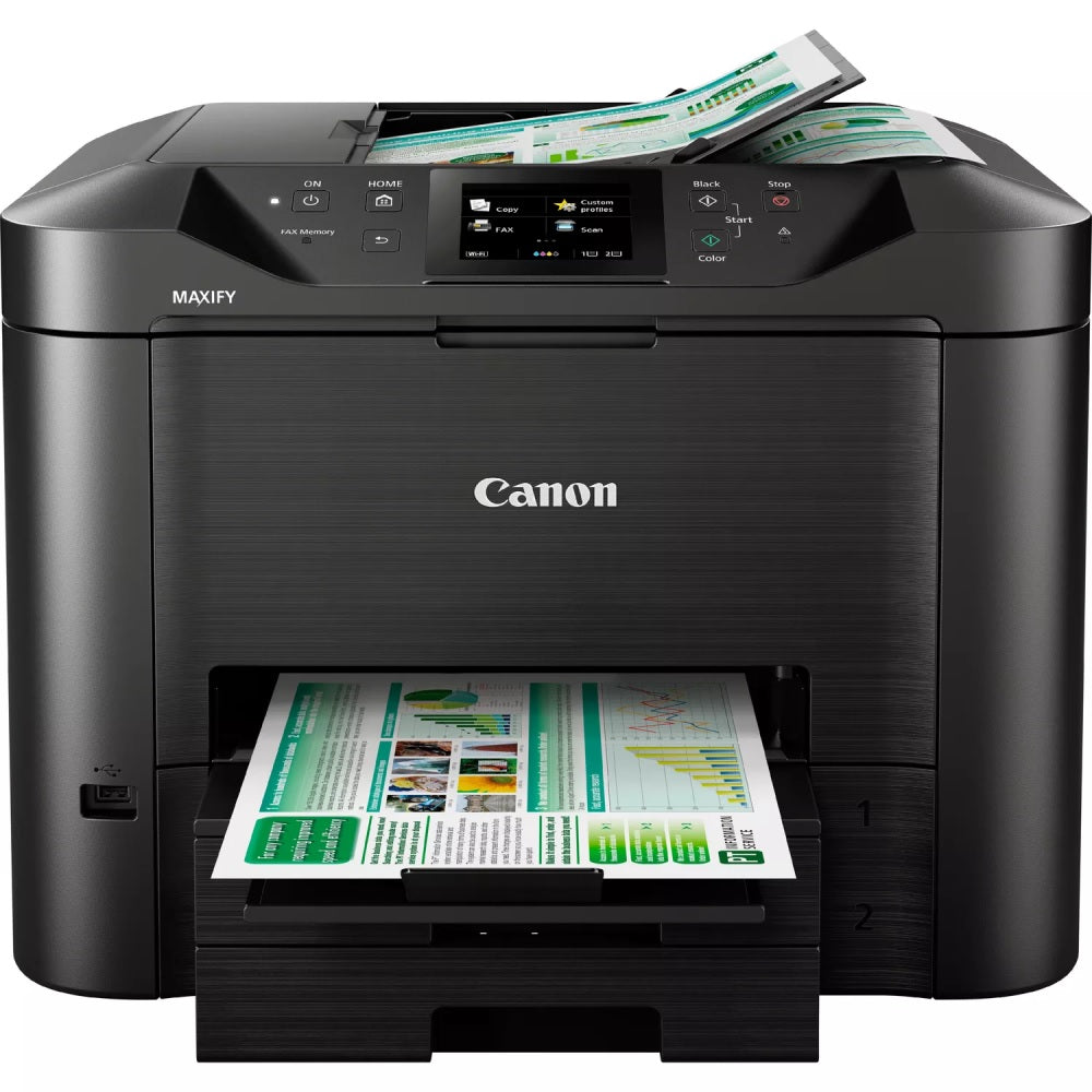 Canon Mb5440  Inkjet Maxify Business Range A4  A4 Mfp Print Copy Fax And Scan.  24ipm Mono 15ipm Colour 600 X 1200 Print Resolution 1200 X 2400 Dpi Scan Resolution  500 Sheet Paper Handling Single Pass Two Sided 50 Sheet Dadf Automatic Duplex Touch Screen