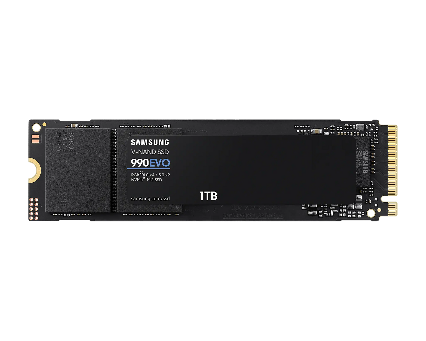 Samsung 990 Evo Plus 1tb Nvme Ssd - Read Speed Up To 5000 Mb/s Write Speed To Up 4200 Mb/s Random Read Up To 700000 Iops Random Write Up To 800000 Iops; Pcie 4.0 X4/5.0 X2 Nvme 2.0;  V-nand Tlc; In-house Controller; Hmb(host Memory Buffer) 600 Tbw 1.5 M H