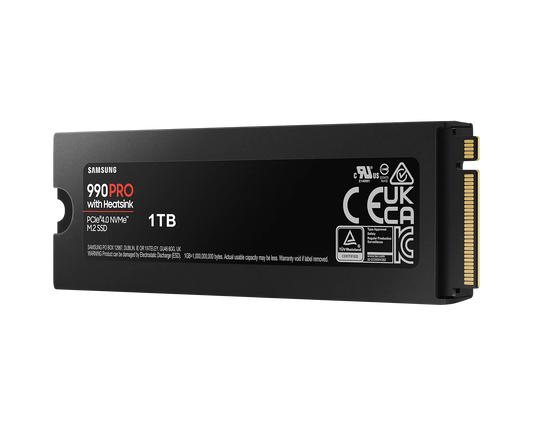 Samsung 990 Pro 1 Tb Nvme Ssd W/heatsink - Read Speed Up To 7450 Mb/s Write Speed To Up 6900 Mb/s Random Read Up To 1200000 Iops Random Write Up To 1550000 Iops Pcie 4.0 X4 Nvme 2.0 V-nand 3bit Mlc In-house Controller; 1gb Low Power Ddr4 600tbw 5 Year Car