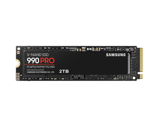 Samsung 990 Pro 2 Tb Nvme Ssd - Read Speed Up To 7450 Mb/s Write Speed To Up 6900 Mb/s Random Read Up To 1400000 Iops Random Write Up To 1550000 Iops Pcie 4.0 X4 Nvme 2.0 V-nand 3bit Mlc In-house Controller 2gb Low Power Ddr4 1200tbw 5 Year Carry-in Warra