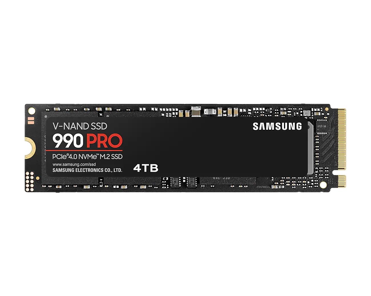 Samsung 990 Pro 4 Tb Nvme Ssd - Read Speed Up To 7450 Mb/s Write Speed To Up 6900 Mb/s Random Read Up To 1400000 Iops Random Write Up To 1550000 Iops Pcie 4.0 X4 Nvme 2.0 V-nand 3bit Mlc In-house Controller 2gb Low Power Ddr4 2400tbw 5 Year Carry-in Warra