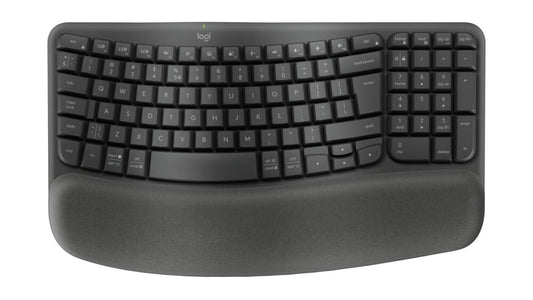 Logitech Wave Keys - Wireless Ergonomic Keyboard - Bluetooth - Intergrated Palm Rest - Graphite