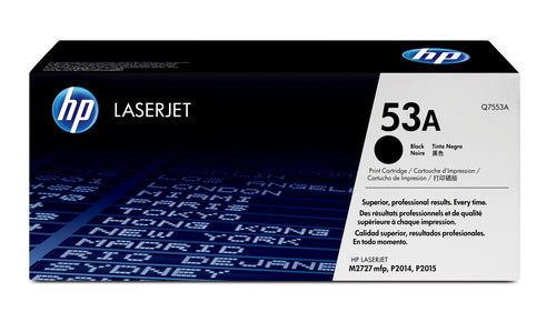 Hp 53a Laserjet P2015 Black Print Cartridge Prints Approximatetly 3 000 Pgs Using The Iso/iec 19752 Yield Standard