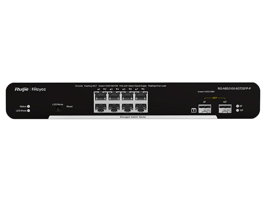 Reyee 8 Port Gigabit Poe 125w 2sfp Layer 2+ Smart Managed Switch | Rg-nbs3100-8gt2sfp-p