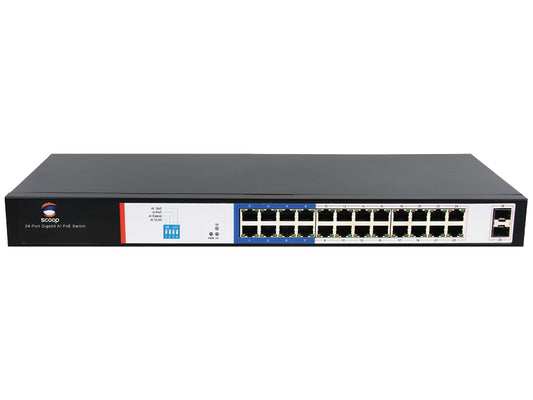 Scoop 24 Port Gigabit Ai Poe 250w 2sfp Switch