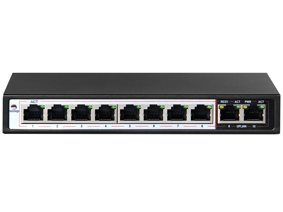 Scoop 10 Port Fast Ethernet 8 Ai Poe 96w Switch