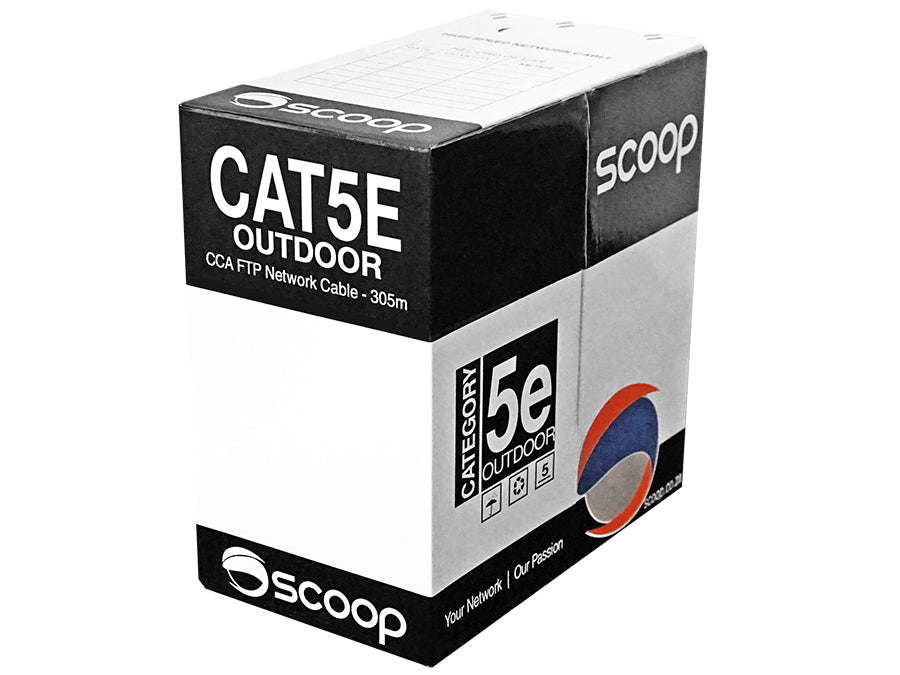 Scoop 305m Box Cat5e Outdoor Ftp Cca Cable