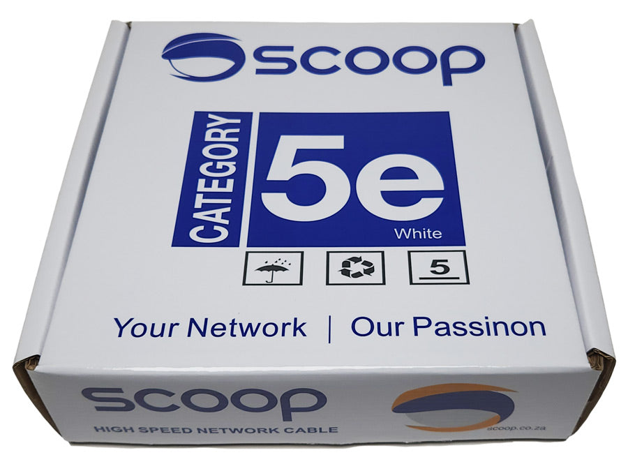 Scoop 100m Box Cat5e Cca White Utp Cable