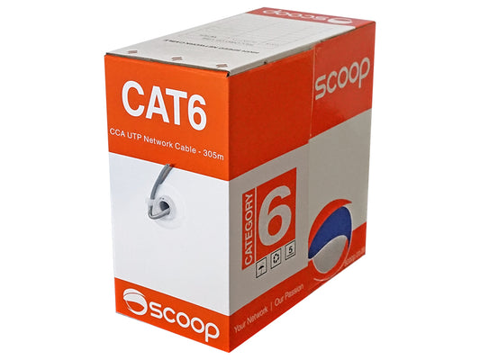 Scoop 305m Box Cat6 Cca Grey Utp Cable