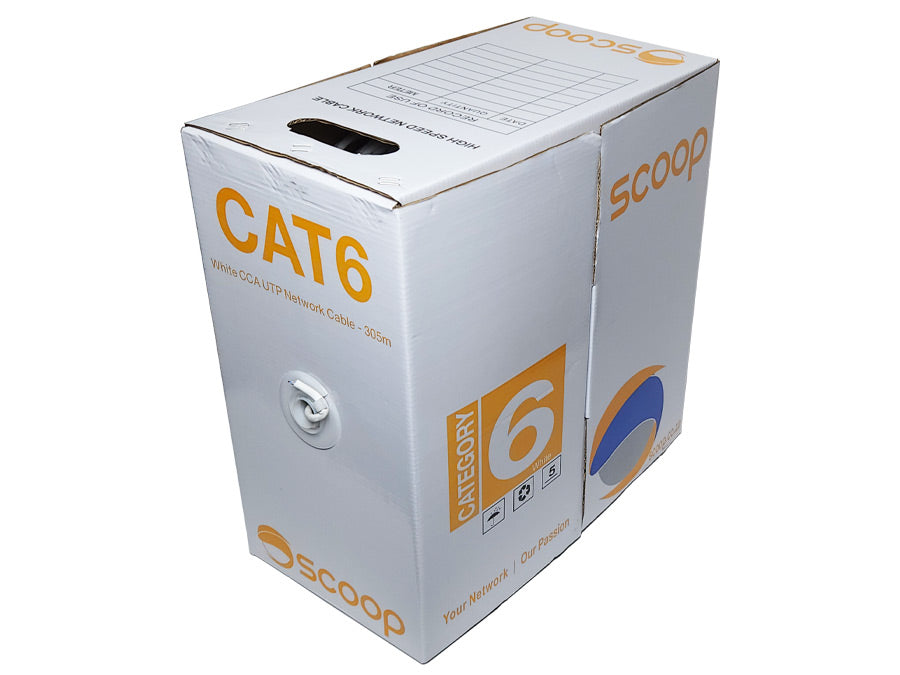 Scoop 305m Box Cat6 Cca White Utp Cable